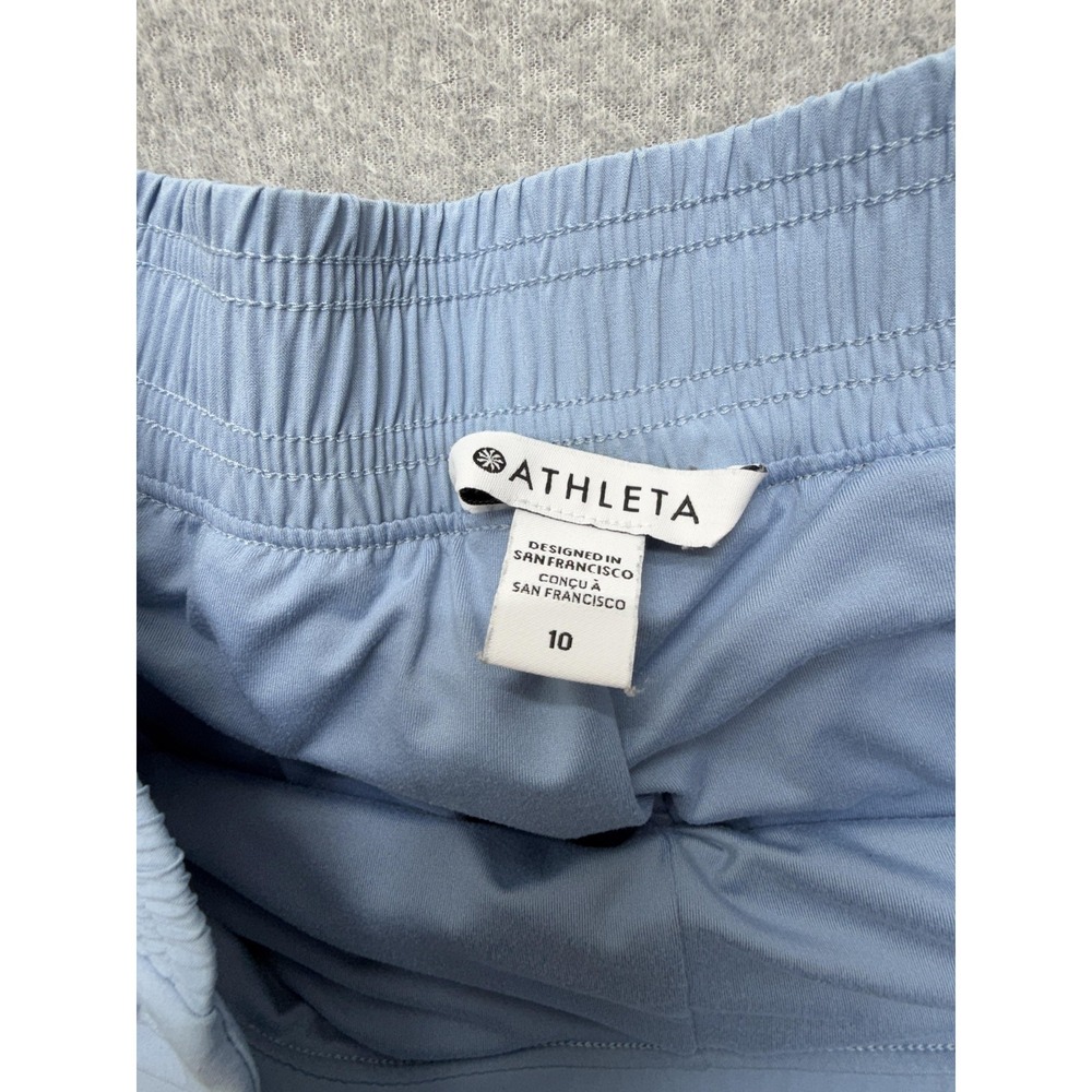 Athleta Jogger Pants Womens 10 Blue Elastic Waist Stretch Ribbed Ankle Pockets - Picture 9 of 11
